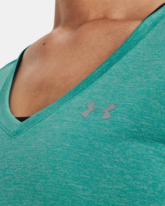 Camiseta con cuello de pico UA Tech™ para mujer, Green, pdpMainDesktop image number 3
